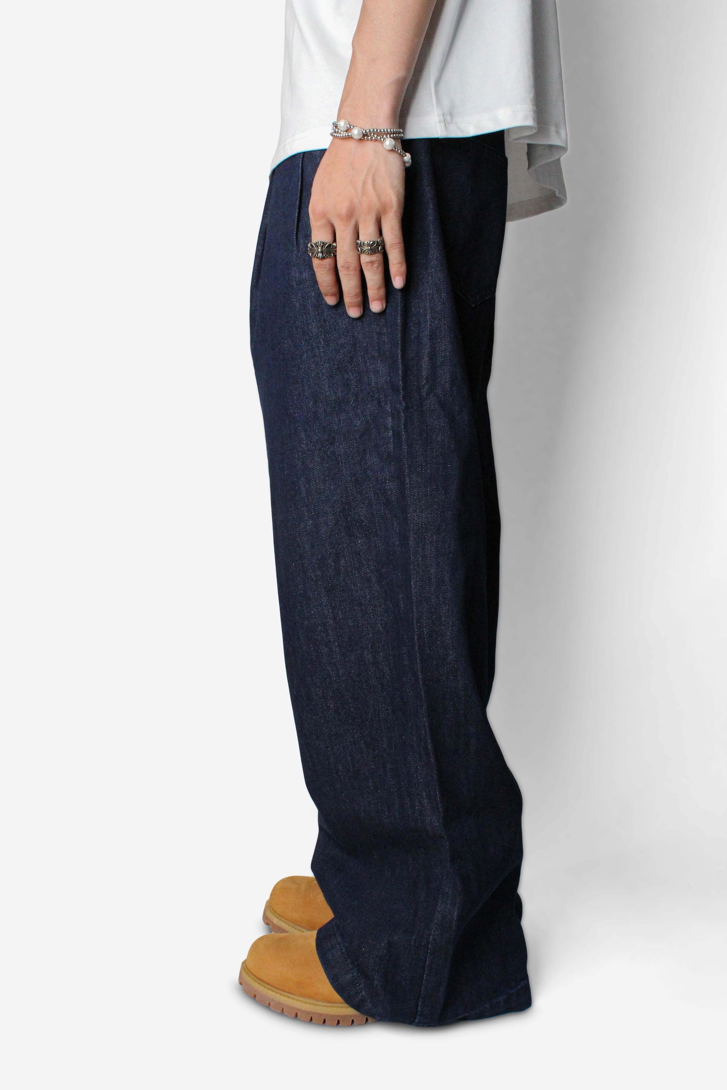 Raw Pleated Denim