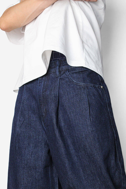 Raw Pleated Denim