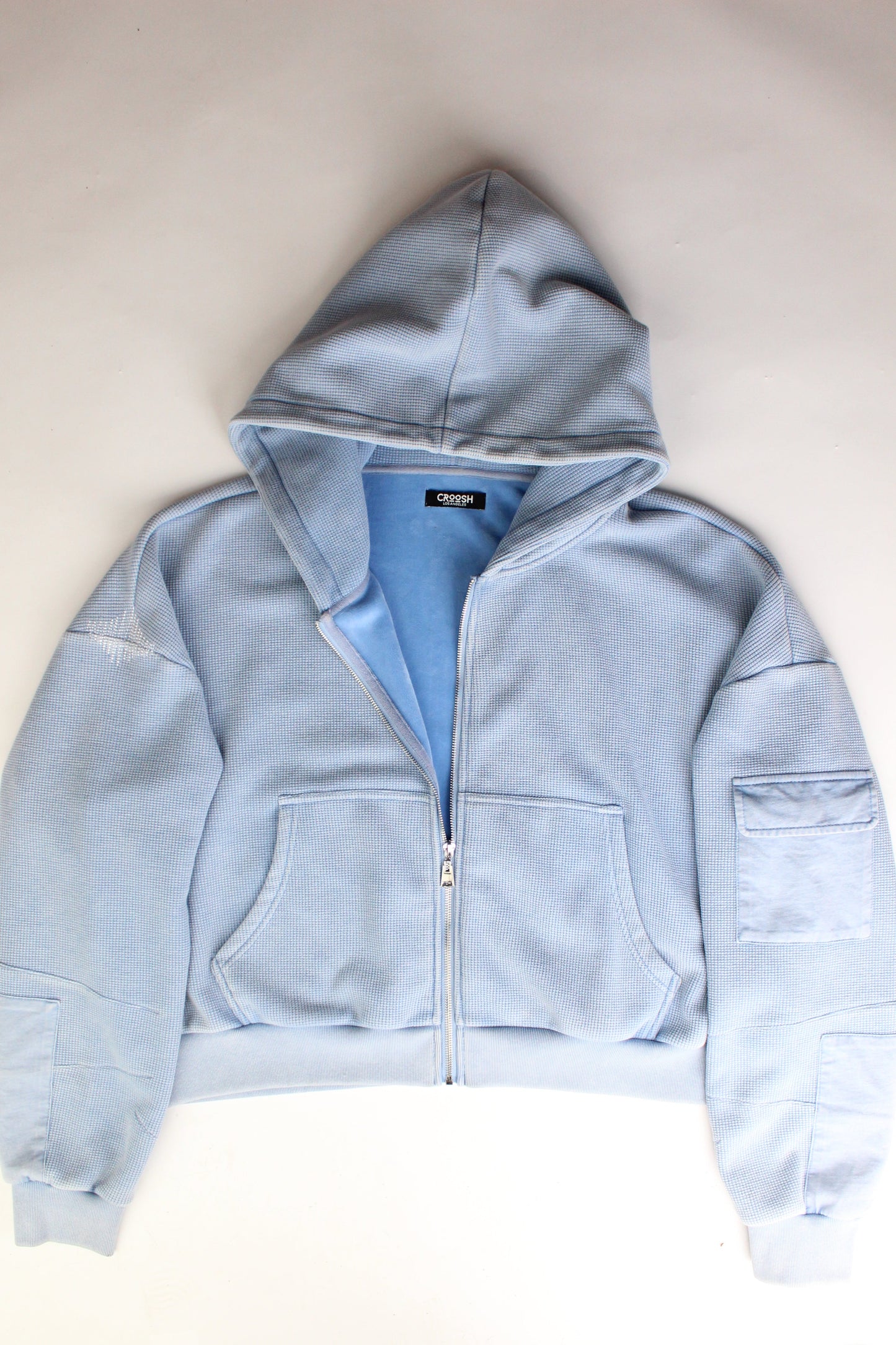 Babyblue Crop Thermal Zip