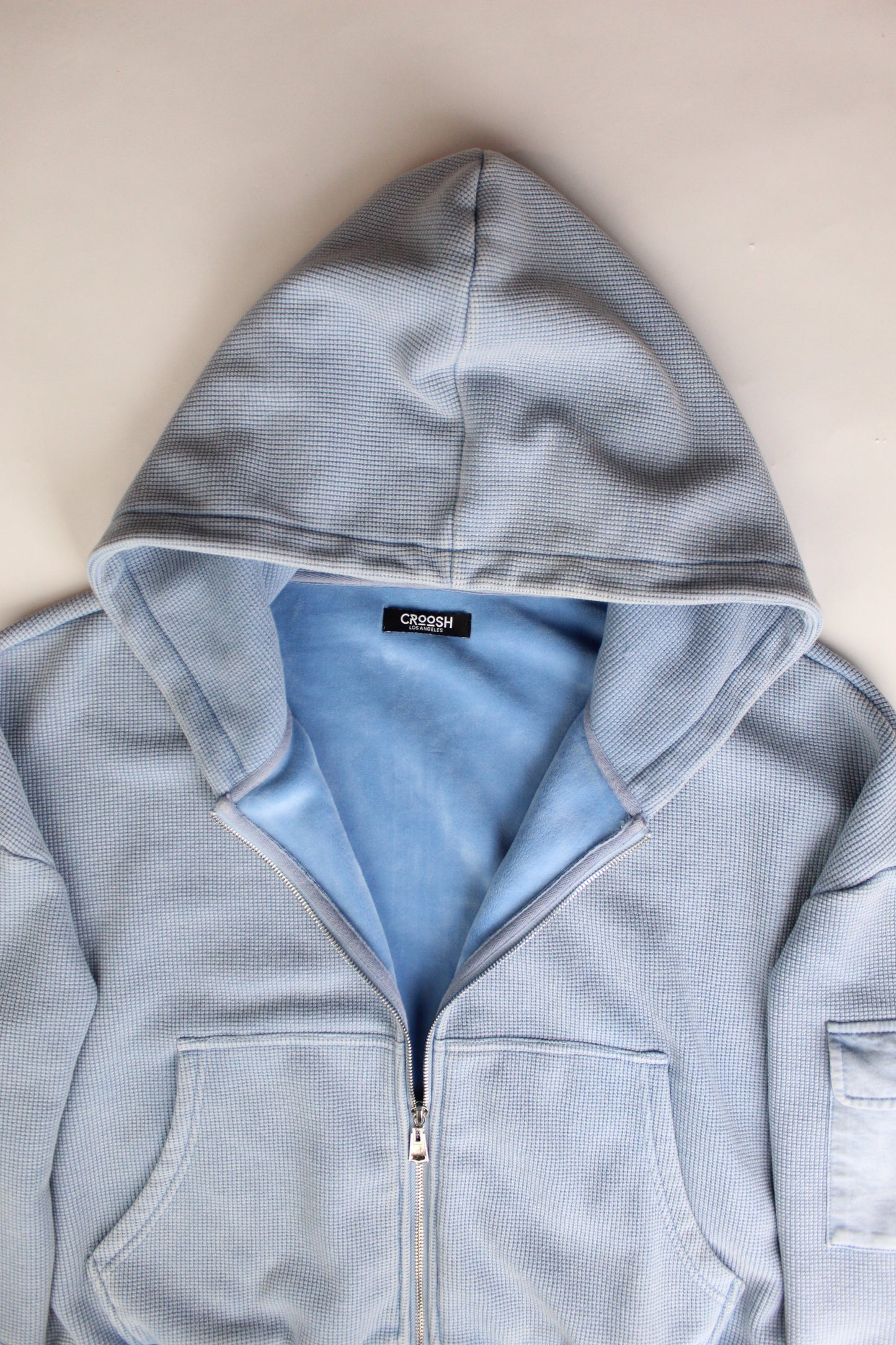 Babyblue Crop Thermal Zip