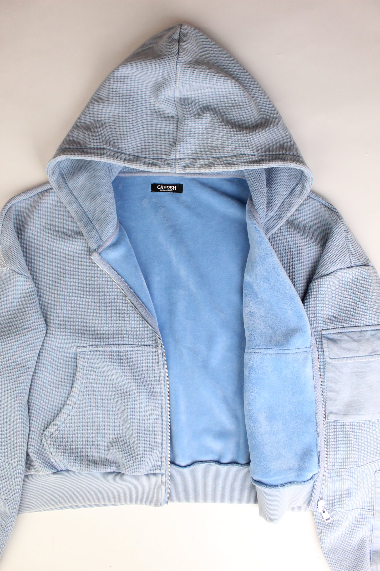 Babyblue Crop Thermal Zip