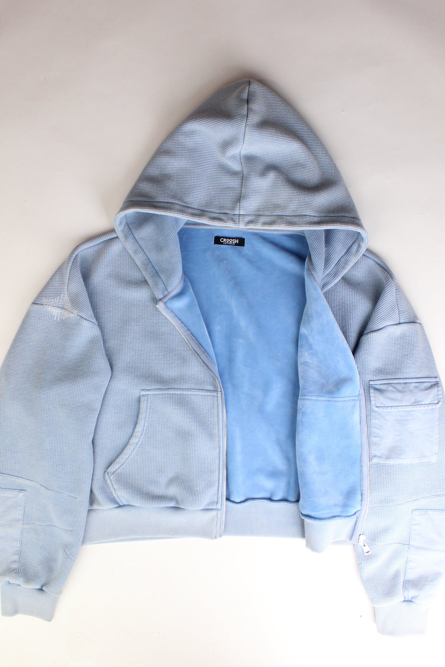Babyblue Crop Thermal Zip