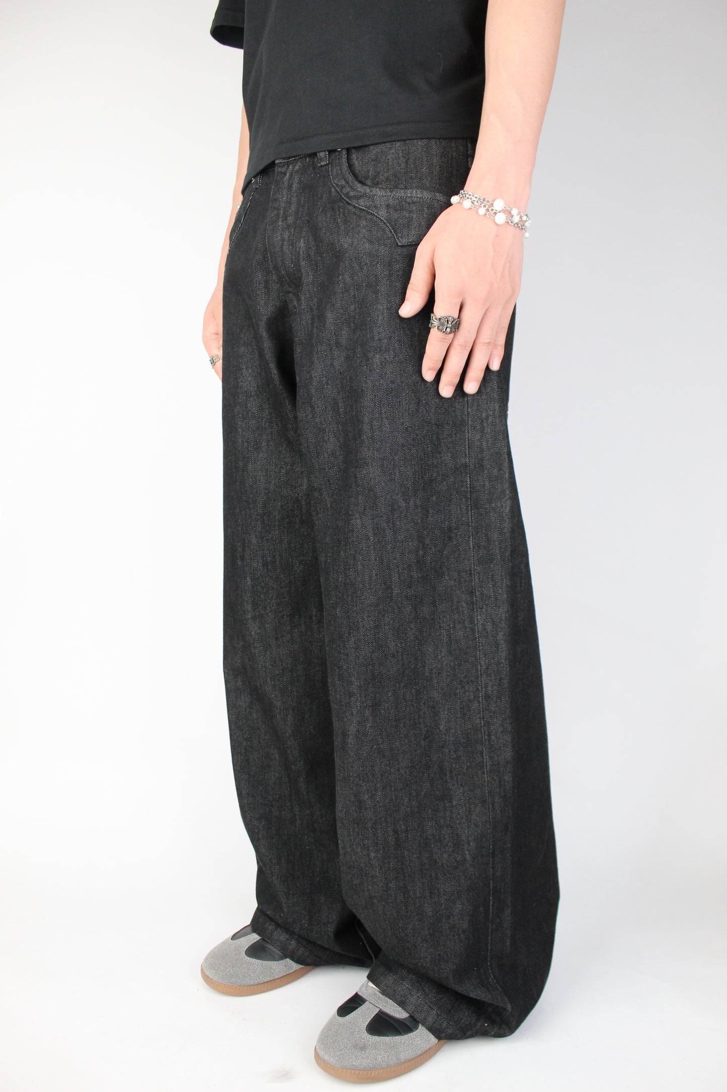 Plaid Wide-leg Selvedge Jeans