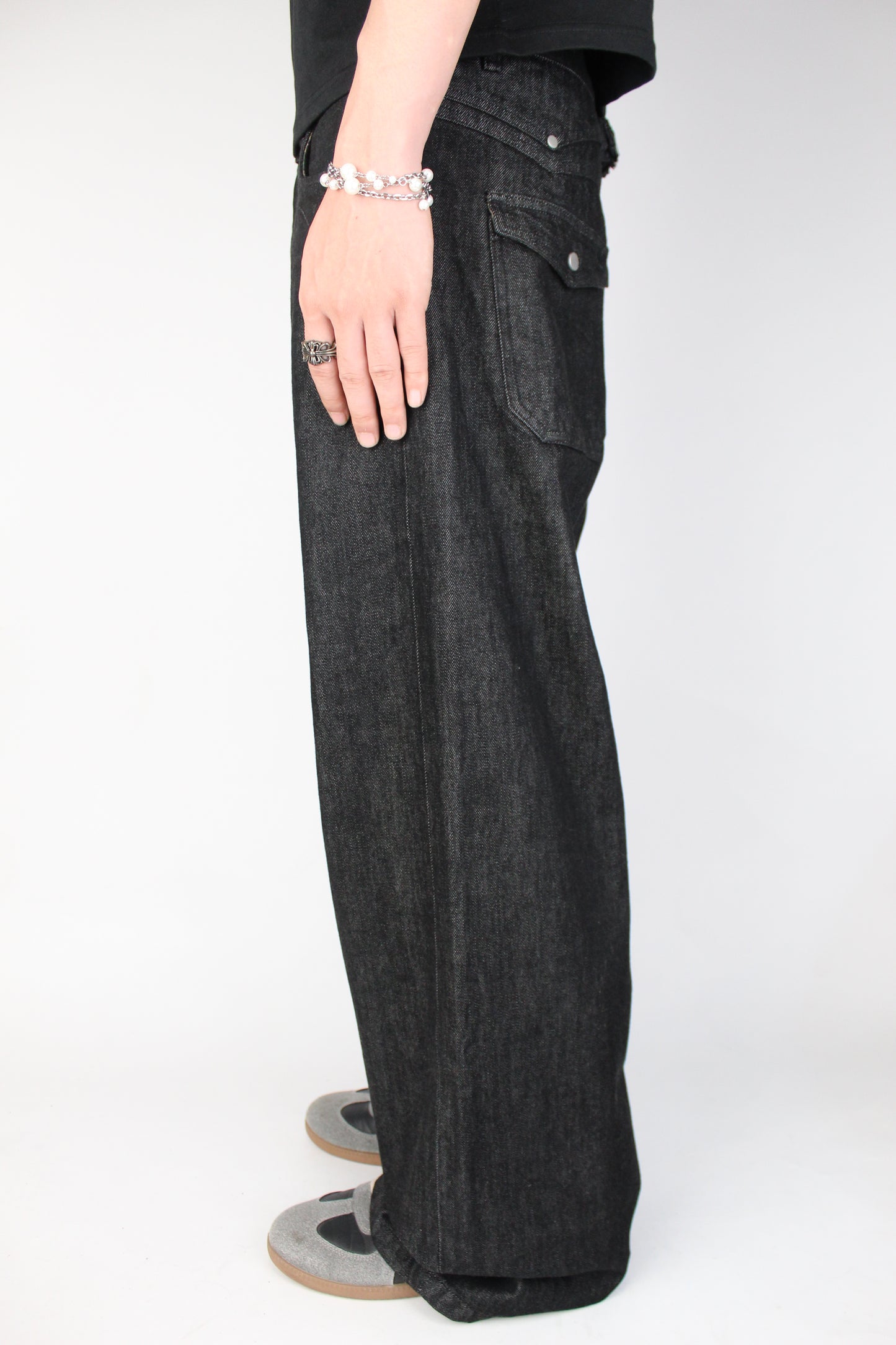Plaid Wide-leg Selvedge Jeans